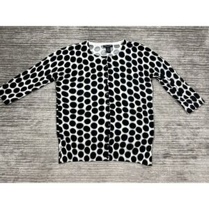 Audrey & Grace Sweater Womens‎ 0X Black & White Cardigan Rayon Blend